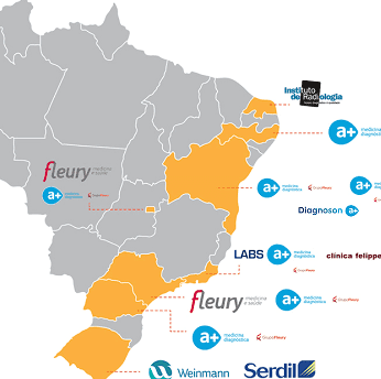 Mapa marcas Grupo Fleury